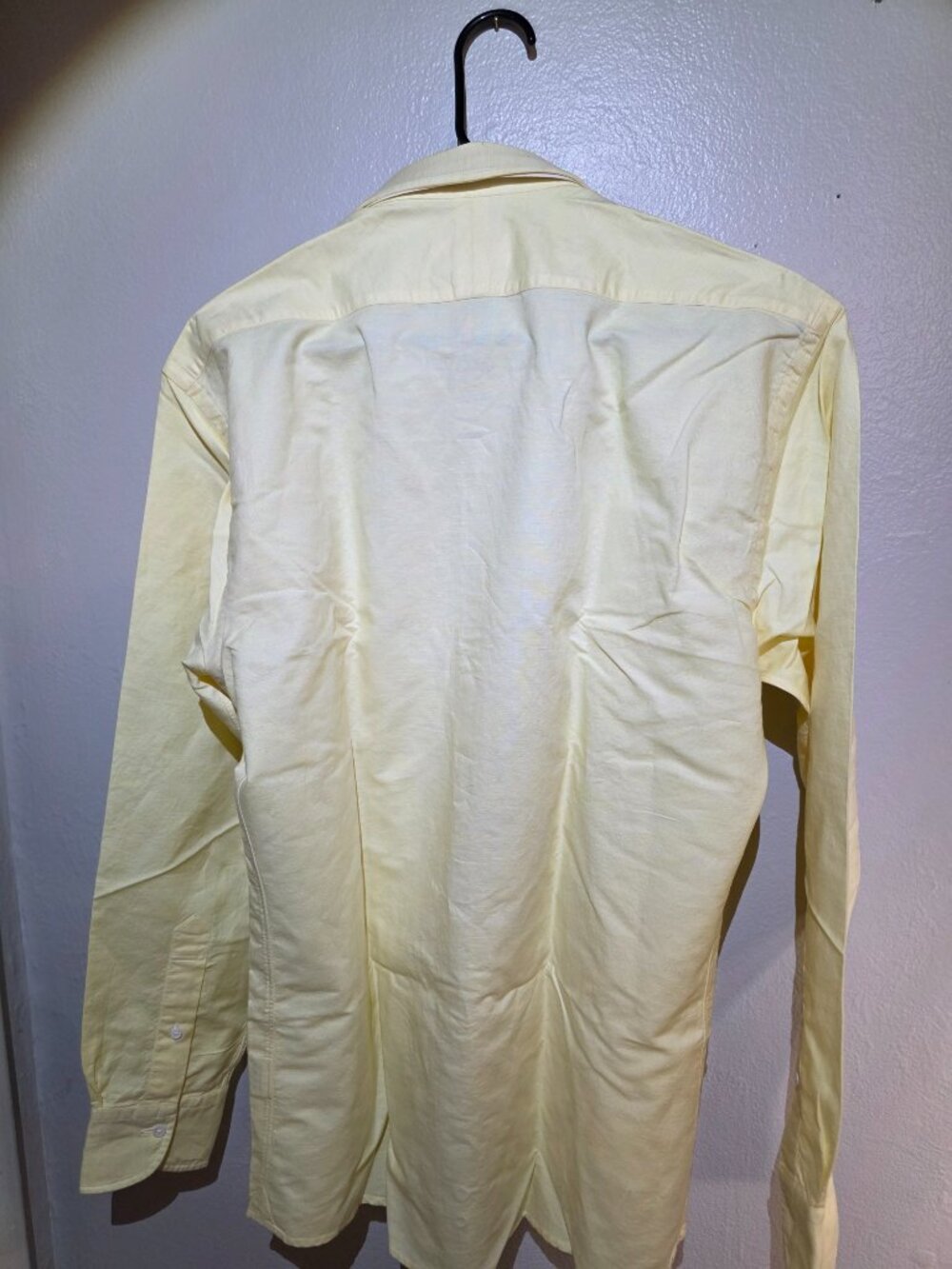Pale Yellow Linen-Cotton Oxford Dress Shirt - Picture 4 of 5